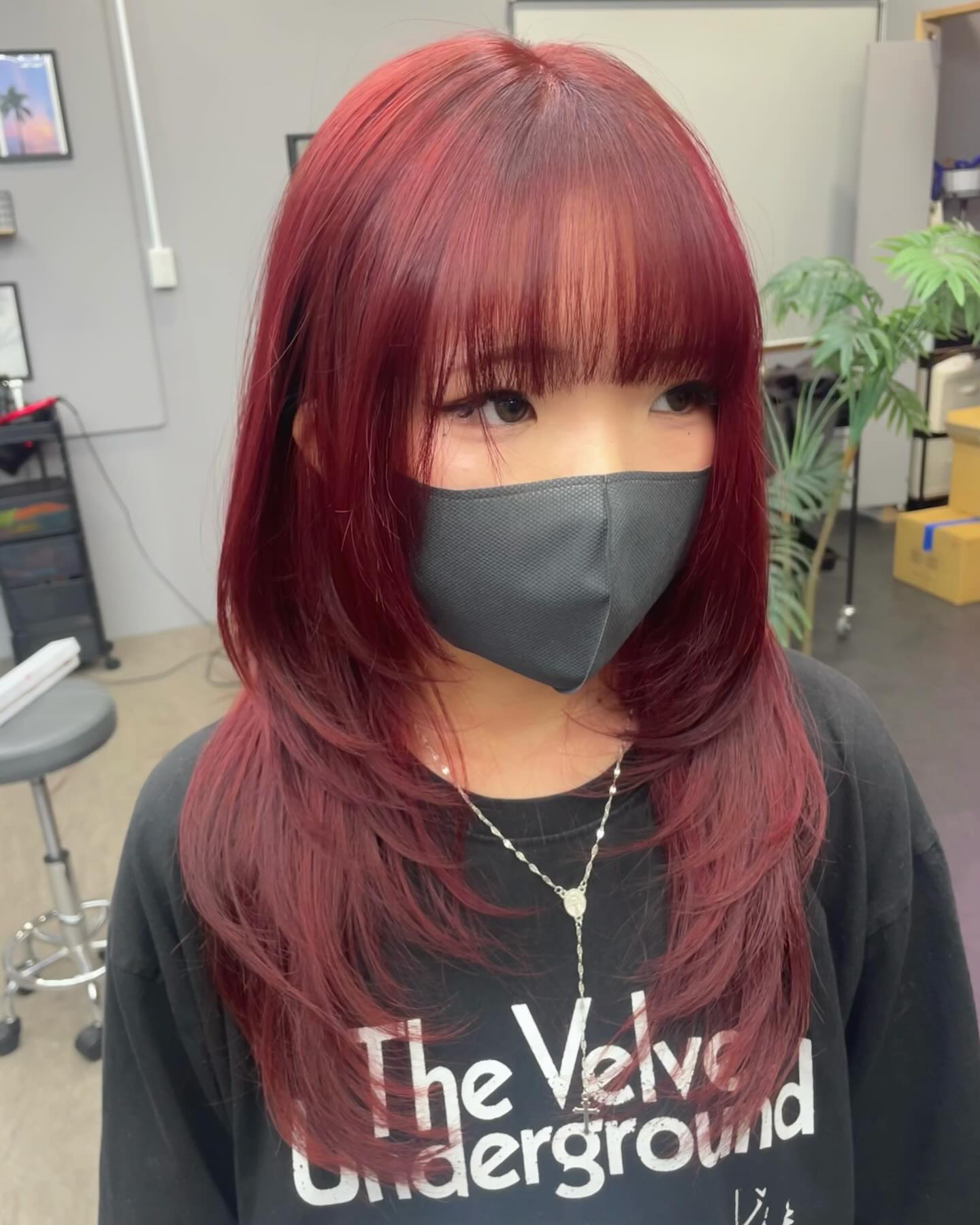 ハッシュカット×ワインレッド#沖縄美容室 #沖縄市美容室 #ハッシュカット #レイヤーカット