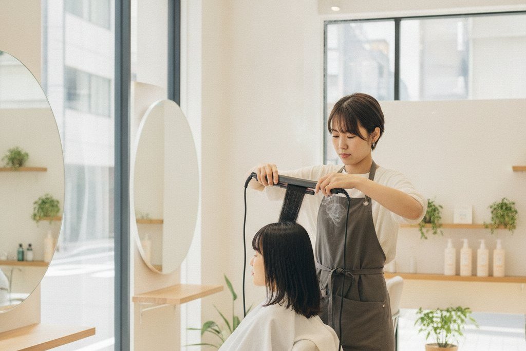 縮毛矯正後のケアで艶を保つ髪のイメージ