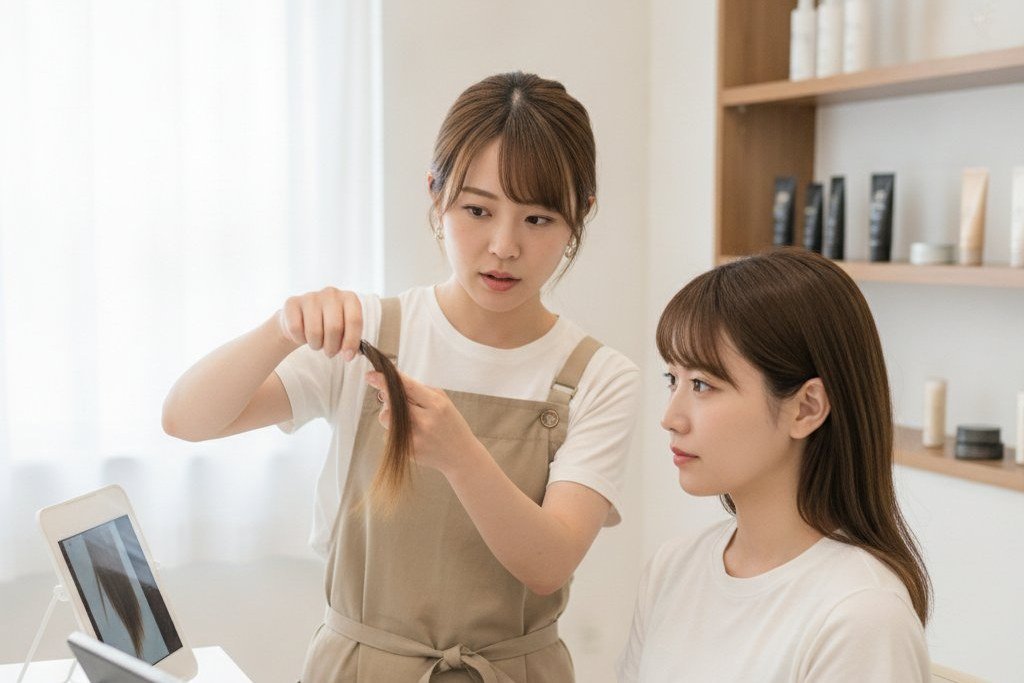 薬剤の種類ごとに並ぶ縮毛矯正の道具のイメージ